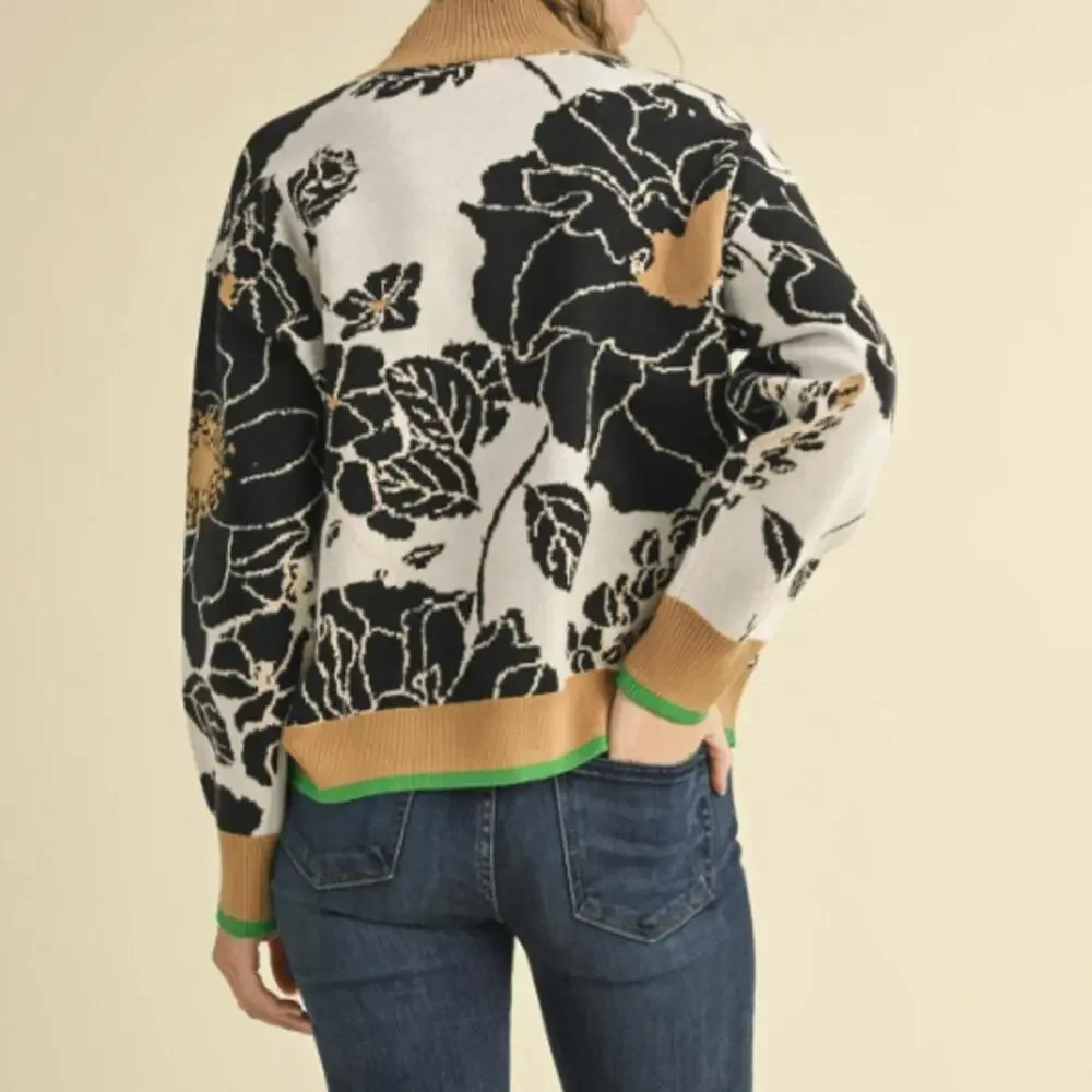 Maeve by Anthropologie Tan Montana Mock-Neck Half-Zip Sweater - Size - Medium - Picture 2 of 9